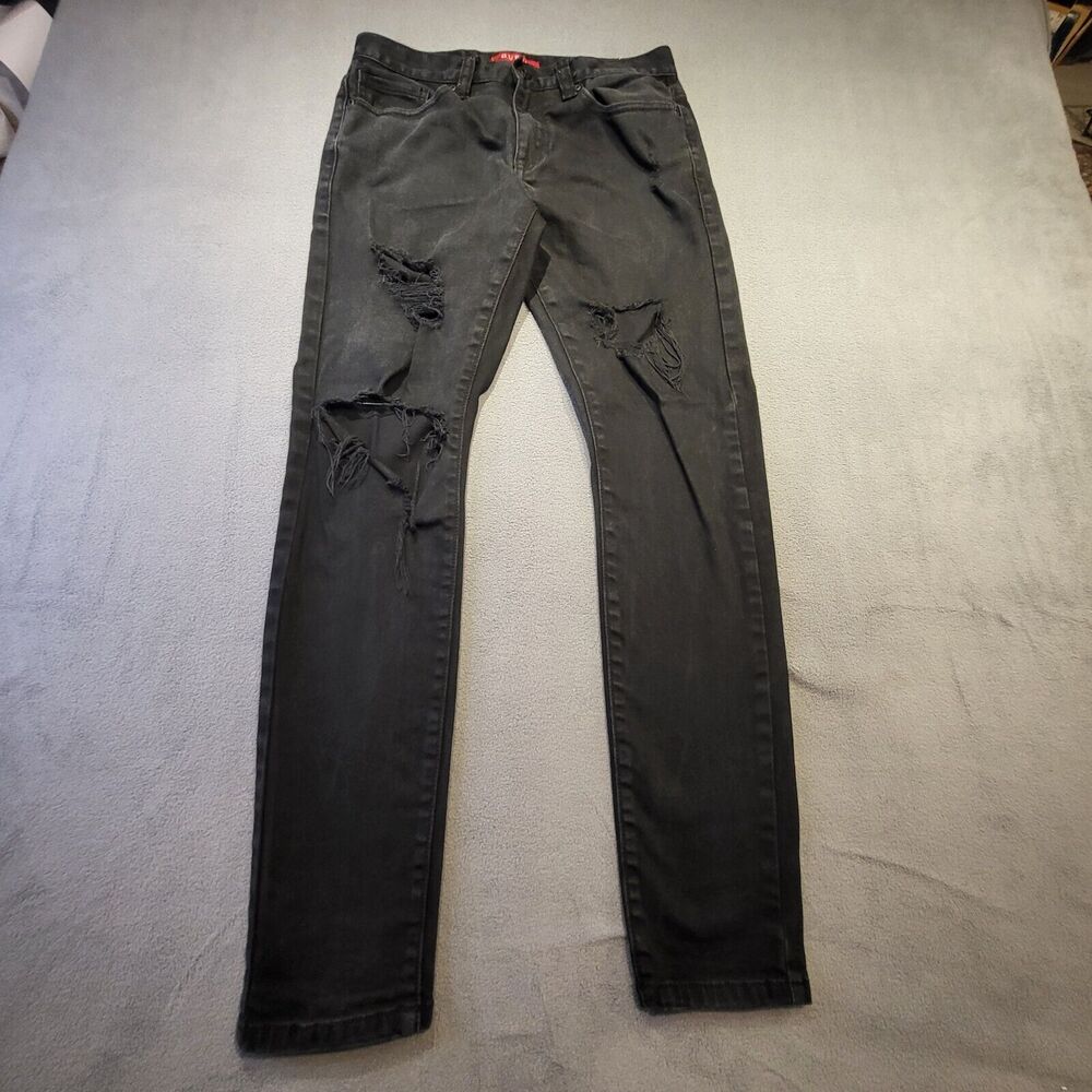 Guess Jeans Mens 28x29 Black Avalon Skinny Fit Distressed‎ Stretch Denim